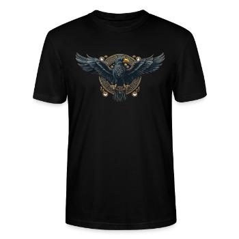 Le corbeau d’Odin Viking Valhalla Mythologie viking - T-shirt bio CRAFTER Stanley Stella Unisexe - noir - Devant - Alina (178cm) & Michal (187cm)