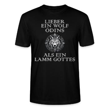 Walhalla Wolf Wölfe Odins Runen Nordischer Kompass - Stanley/Stella Unisex Bio-T-Shirt CRAFTER - Schwarz - Vorne - Alina (178cm) & Michal (187cm)