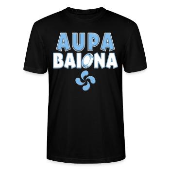 Rugby Bayonne Aupa Baiona Supporter Homme Femme - T-shirt bio CRAFTER Stanley Stella Unisexe - noir - Devant - Alina (178cm) & Michal (187cm)