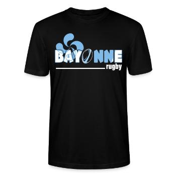 Rugby Bayonne Basque Supporter Homme Femme Enfant - T-shirt bio CRAFTER Stanley Stella Unisexe - noir - Devant - Alina (178cm) & Michal (187cm)