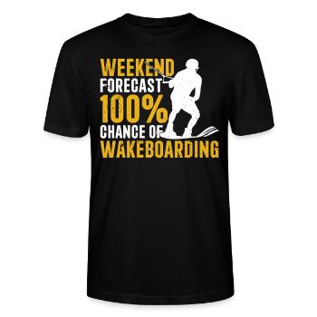 Weekend forecast 100% chance of Wakeboarding - Stanley/Stella Unisex Bio-T-Shirt CRAFTER - Schwarz - Vorne - Alina (178cm) & Michal (187cm)