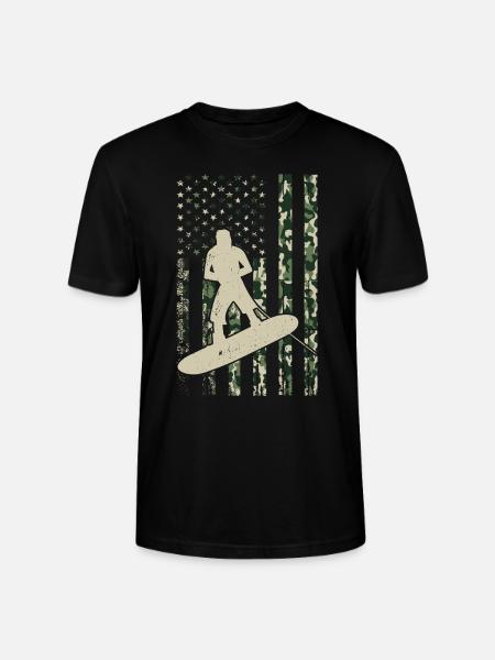 Wakeboarding US Flag Wakeboarding Wakesurfing - Stanley/Stella Unisex Bio-T-Shirt CRAFTER - Schwarz