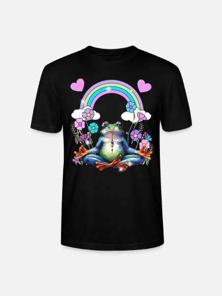 yoga frog retro yogi - Stanley/Stella CRAFTER Unisex Organic T-Shirt - black