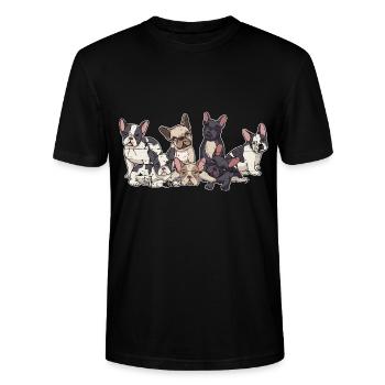 Französische Bulldogge - Stanley/Stella Unisex Bio-T-Shirt CRAFTER - Schwarz - Vorne - Alina (178cm) & Michal (187cm)