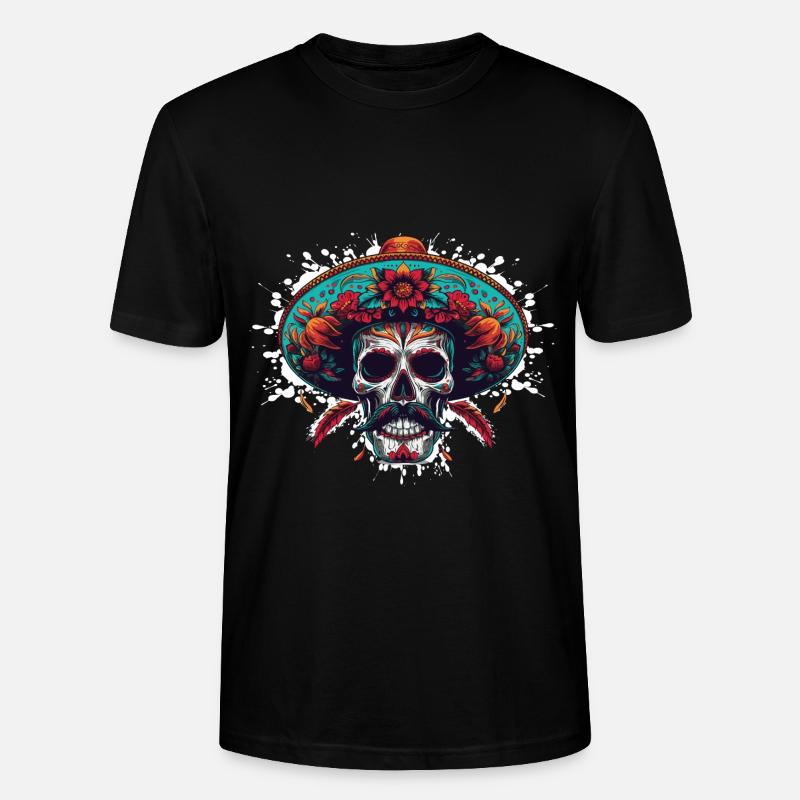 Crâne mexicain - T-shirt bio CRAFTER Stanley Stella Unisexe - noir