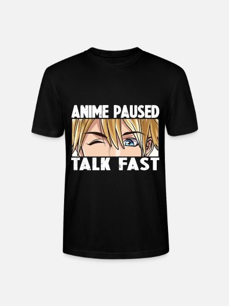 ANIME PAUSED TALK FAST - Stanley/Stella CRAFTER Unisex Organic T-Shirt - black