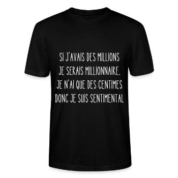 si j'avais des millions - T-shirt bio CRAFTER Stanley Stella Unisexe - noir - Devant - Alina (178cm) & Michal (187cm)