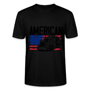 Trucker American Flag Trucks - Truck Driver Trucke - Stanley/Stella Unisex Bio-T-Shirt CRAFTER - Schwarz - Vorne - Alina (178cm) & Michal (187cm)