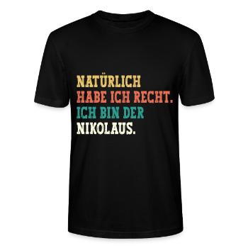 Nikolaus Lustiger Spruch Vorname Name Nikolaus - Stanley/Stella Unisex Bio-T-Shirt CRAFTER - Schwarz - Vorne - Alina (178cm) & Michal (187cm)