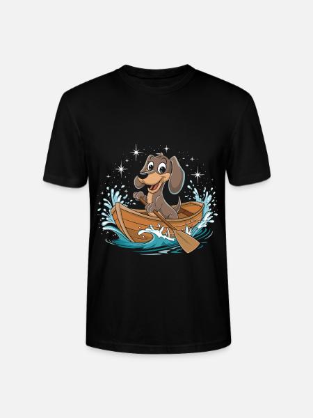A Dachshund Boating Paddle Boat - Stanley/Stella CRAFTER Unisex Organic T-Shirt - black