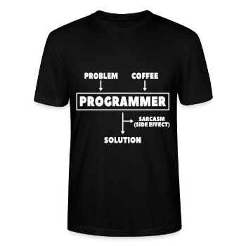 Coding Programmierer Nerd Informatik Kaffee - Stanley/Stella Unisex Bio-T-Shirt CRAFTER - Schwarz - Vorne - Alina (178cm) & Michal (187cm)