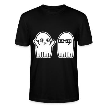 Fantômes Albern Nerfs Idées cadeaux effrayantes - T-shirt bio CRAFTER Stanley Stella Unisexe - noir - Devant - Alina (178cm) & Michal (187cm)