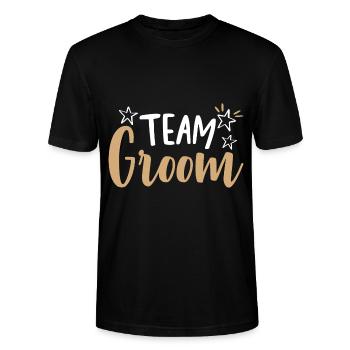 Team Groom - Stanley/Stella CRAFTER Unisex Organic T-Shirt - black - Front - Alina (178cm) & Michal (187cm)