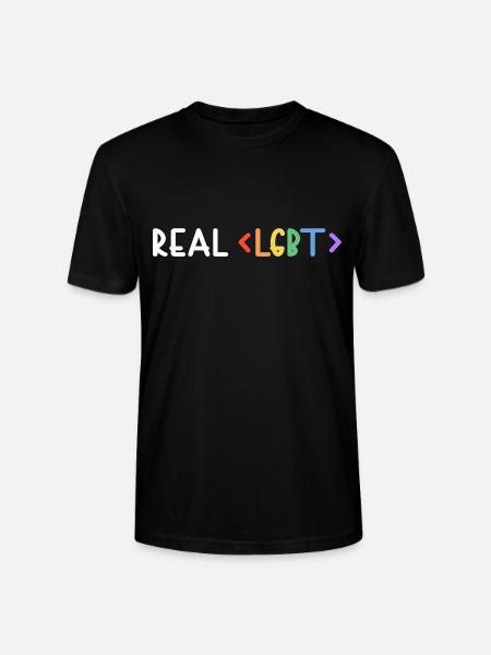 LGBT Real LGBT+ Human Pride - Stanley/Stella CRAFTER Unisex Organic T-Shirt - black