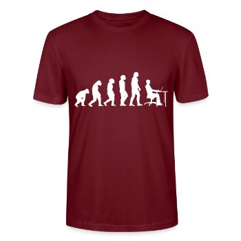 Informatiker / Gamer - Evolution vom Urmensch - Stanley/Stella Unisex Bio-T-Shirt CRAFTER - Burgunderrot - Vorne - Alina (178cm) & Michal (187cm)