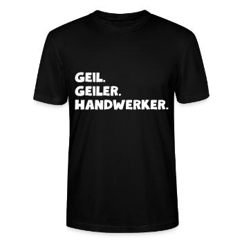 Geil. Geiler. Handwerker - Stanley/Stella Unisex Bio-T-Shirt CRAFTER - Schwarz - Vorne - Alina (178cm) & Michal (187cm)