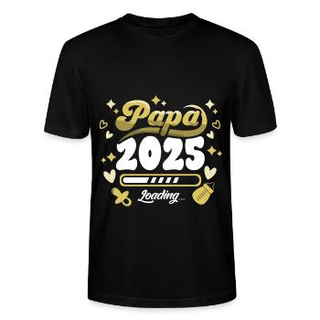 Papa 2025 Kind - Stanley/Stella Unisex Bio-T-Shirt CRAFTER - Schwarz - Vorne - Alina (178cm) & Michal (187cm)