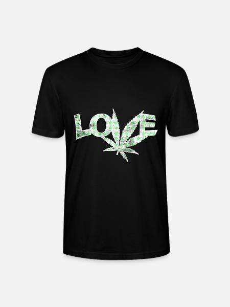 Love marijuana cannabis leaf - Stanley/Stella CRAFTER Unisex Organic T-Shirt - black