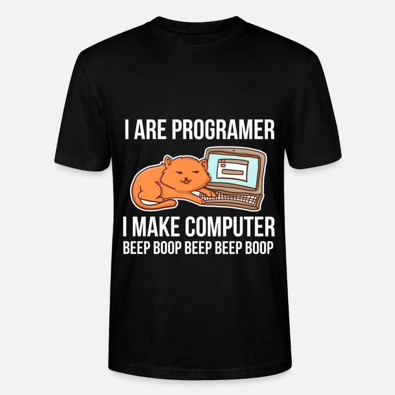 Programmeur-chat-humour pour coder et - T-shirt bio CRAFTER Stanley Stella Unisexe - noir