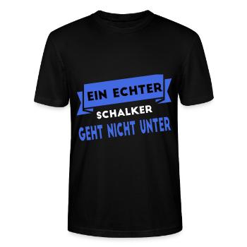 Schalker Schalke Gelsenkirchen Ruhrpott Fans - Stanley/Stella Unisex Bio-T-Shirt CRAFTER - Schwarz - Vorne - Alina (178cm) & Michal (187cm)