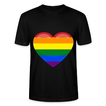 Coeur LGBT Amour Cadeau Gay Pride CSD - T-shirt bio CRAFTER Stanley Stella Unisexe - noir - Devant - Alina (178cm) & Michal (187cm)