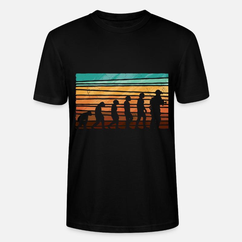 Evolution Firefighter Retro Firefighter Profession - Stanley/Stella CRAFTER Unisex Organic T-Shirt - black