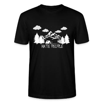 I hate people - i love the nature - Stanley/Stella Unisex Bio-T-Shirt CRAFTER - Schwarz - Vorne - Alina (178cm) & Michal (187cm)