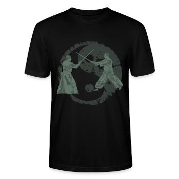 Aikido - Stanley/Stella Unisex Bio-T-Shirt CRAFTER - Schwarz - Vorne - Alina (178cm) & Michal (187cm)