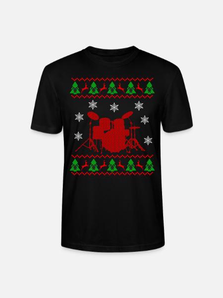 Ugly Christmas Drums Drums Gift - Stanley/Stella CRAFTER Unisex Organic T-Shirt - black