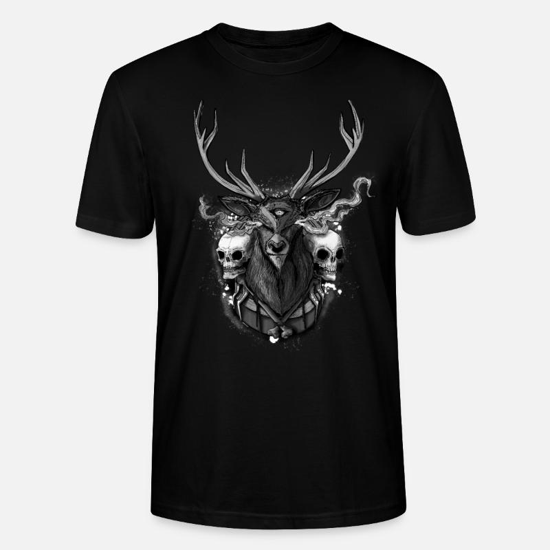 Cerf - BONE SQL PRY - T-shirt bio CRAFTER Stanley Stella Unisexe - noir
