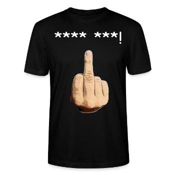 Middle finger **** ***! - Stanley/Stella CRAFTER Unisex Organic T-Shirt - black - Front - Alina (178cm) & Michal (187cm)