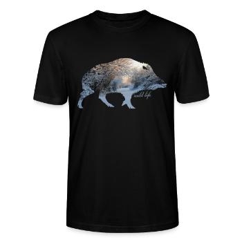 Wildschwein Wildlife - Stanley/Stella Unisex Bio-T-Shirt CRAFTER - Schwarz - Vorne - Alina (178cm) & Michal (187cm)