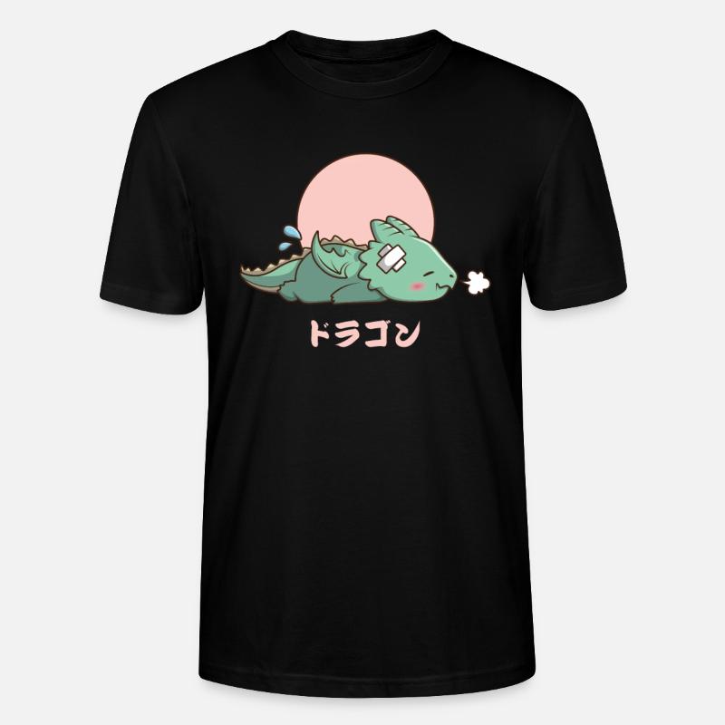 Kawaii schlafender Drache - Stanley/Stella Unisex Bio-T-Shirt CRAFTER - Schwarz