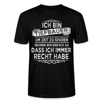 Ich bin Tiefbauer Bauen Tiefbau - Stanley/Stella Unisex Bio-T-Shirt CRAFTER - Schwarz - Vorne - Alina (178cm) & Michal (187cm)