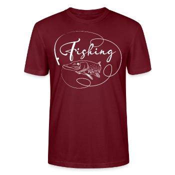 Fishing - Stanley/Stella CRAFTER Unisex Organic T-Shirt - burgundy - Front - Alina (178cm) & Michal (187cm)