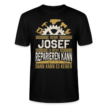 Josef Name Geschenk Geburtstag - Stanley/Stella Unisex Bio-T-Shirt CRAFTER - Schwarz - Vorne - Alina (178cm) & Michal (187cm)