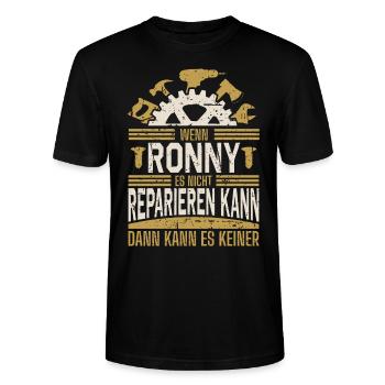 Ronny Name Geschenk Geburtstag - Stanley/Stella Unisex Bio-T-Shirt CRAFTER - Schwarz - Vorne - Alina (178cm) & Michal (187cm)