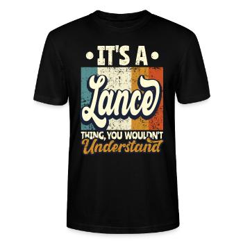 Name Lance Gift Birthday Quote - Stanley/Stella CRAFTER Unisex Organic T-Shirt - black - Front - Alina (178cm) & Michal (187cm)