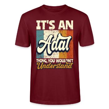 Nom Adal Cadeau Prénom Personnalisé - T-shirt bio CRAFTER Stanley Stella Unisexe - bordeaux - Devant - Alina (178cm) & Michal (187cm)