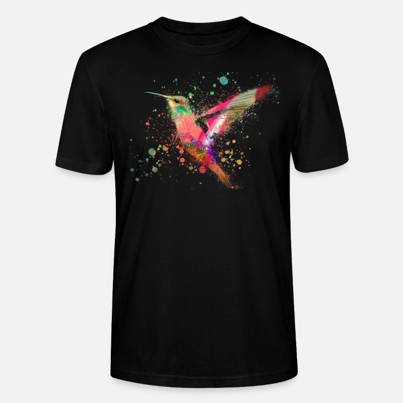 kolibri, graffiti ,malerei, aquarell,vogel,bunt - Stanley/Stella Unisex Bio-T-Shirt CRAFTER - Schwarz