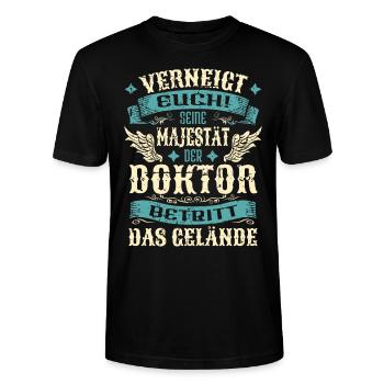 Doktor Geschenk Lustige Sprüche - Stanley/Stella Unisex Bio-T-Shirt CRAFTER - Schwarz - Vorne - Alina (178cm) & Michal (187cm)