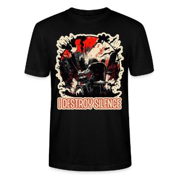 Drums Musician Drummer Sayings Gift - Stanley/Stella CRAFTER Unisex Organic T-Shirt - black - Front - Alina (178cm) & Michal (187cm)