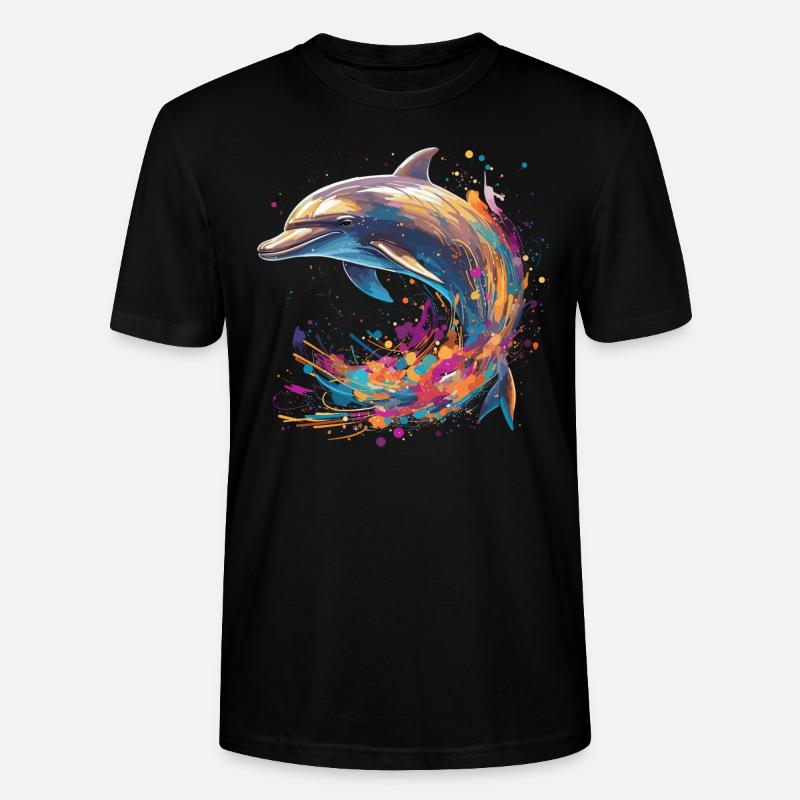 Delphin Krafttier - Stanley/Stella Unisex Bio-T-Shirt CRAFTER - Schwarz