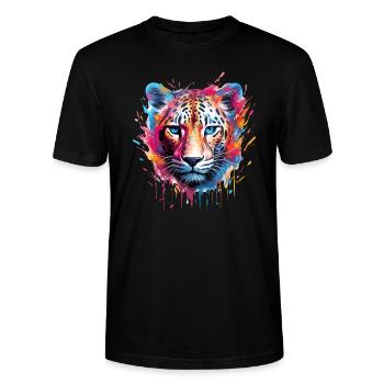 Léopard Power Animal - T-shirt bio CRAFTER Stanley Stella Unisexe - noir - Devant - Alina (178cm) & Michal (187cm)