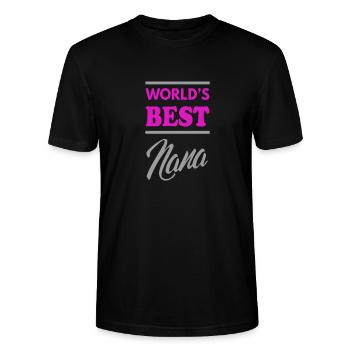 worlds best nana - Stanley/Stella CRAFTER Unisex Organic T-Shirt - black - Front - Alina (178cm) & Michal (187cm)