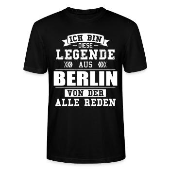 Stadt Berlin Deutschland Legende Spruch - Stanley/Stella Unisex Bio-T-Shirt CRAFTER - Schwarz - Vorne - Alina (178cm) & Michal (187cm)