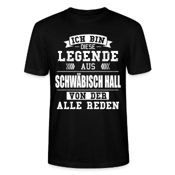 Stadt Schwäbisch Hall Deutschland Legende Spruch - Stanley/Stella Unisex Bio-T-Shirt CRAFTER - Schwarz - Vorne - Alina (178cm) & Michal (187cm)