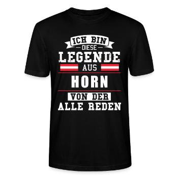 Stadt Horn Österreich Legende Spruch - Stanley/Stella Unisex Bio-T-Shirt CRAFTER - Schwarz - Vorne - Alina (178cm) & Michal (187cm)