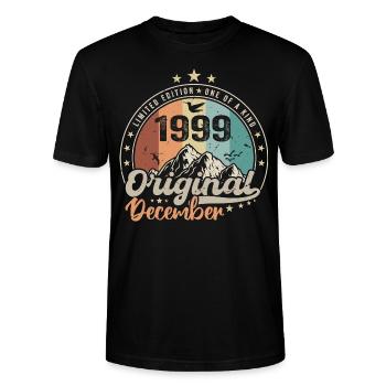 Dezember 1999 Geburtstagsgeschenk - Dezember 1999 - Stanley/Stella Unisex Bio-T-Shirt CRAFTER - Schwarz - Vorne - Alina (178cm) & Michal (187cm)