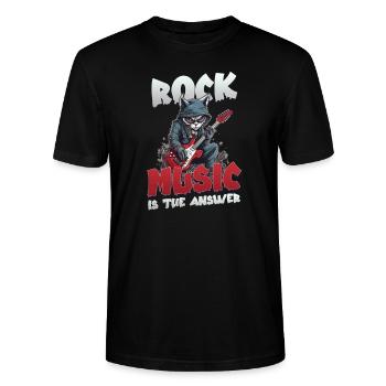 Rockmusik Rockmusik ist die Antwort - Stanley/Stella Unisex Bio-T-Shirt CRAFTER - Schwarz - Vorne - Alina (178cm) & Michal (187cm)